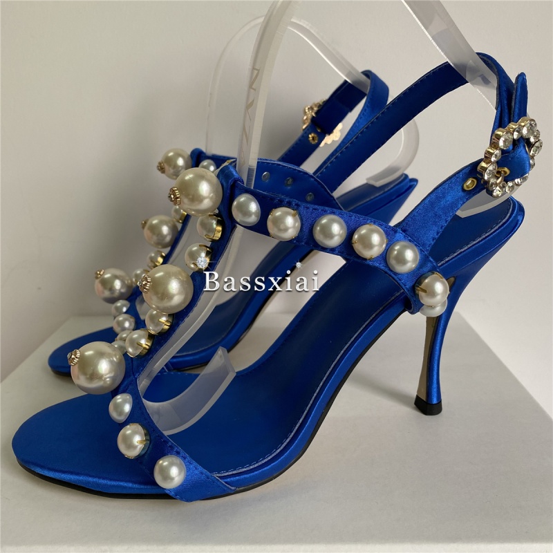 Pearl Bead Decor T-Strap Stile - Sandal Strappy Heeled 리뷰 및 가격