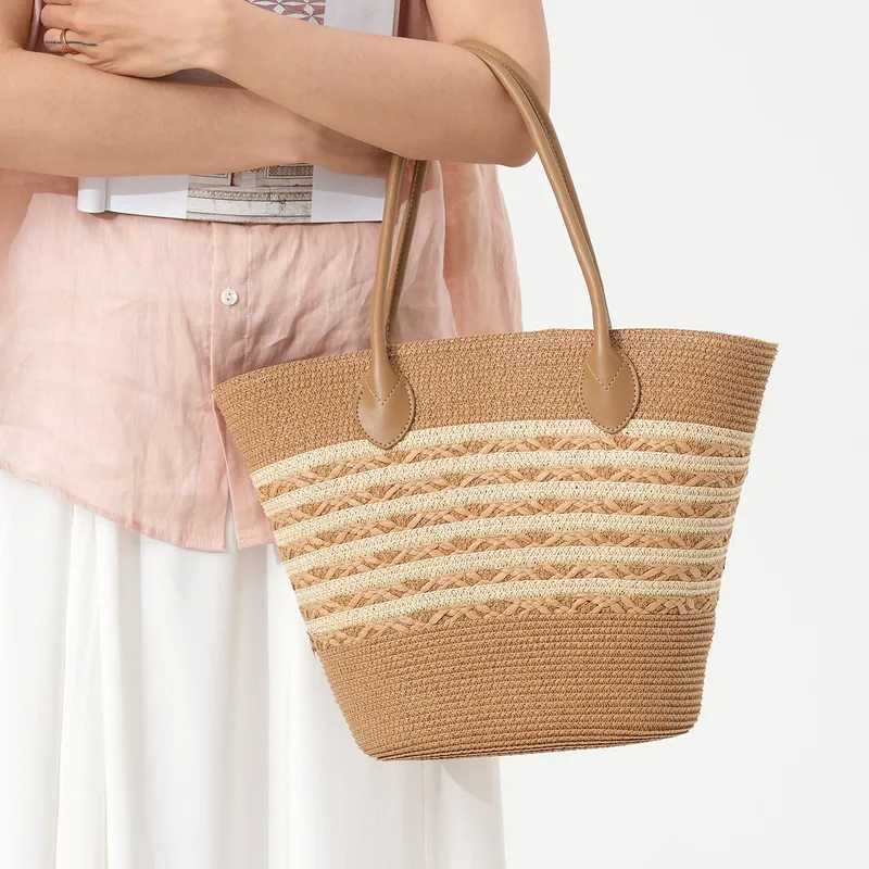 Striped woven straw beach tote - Tote Bag Beach 리뷰 및 가격