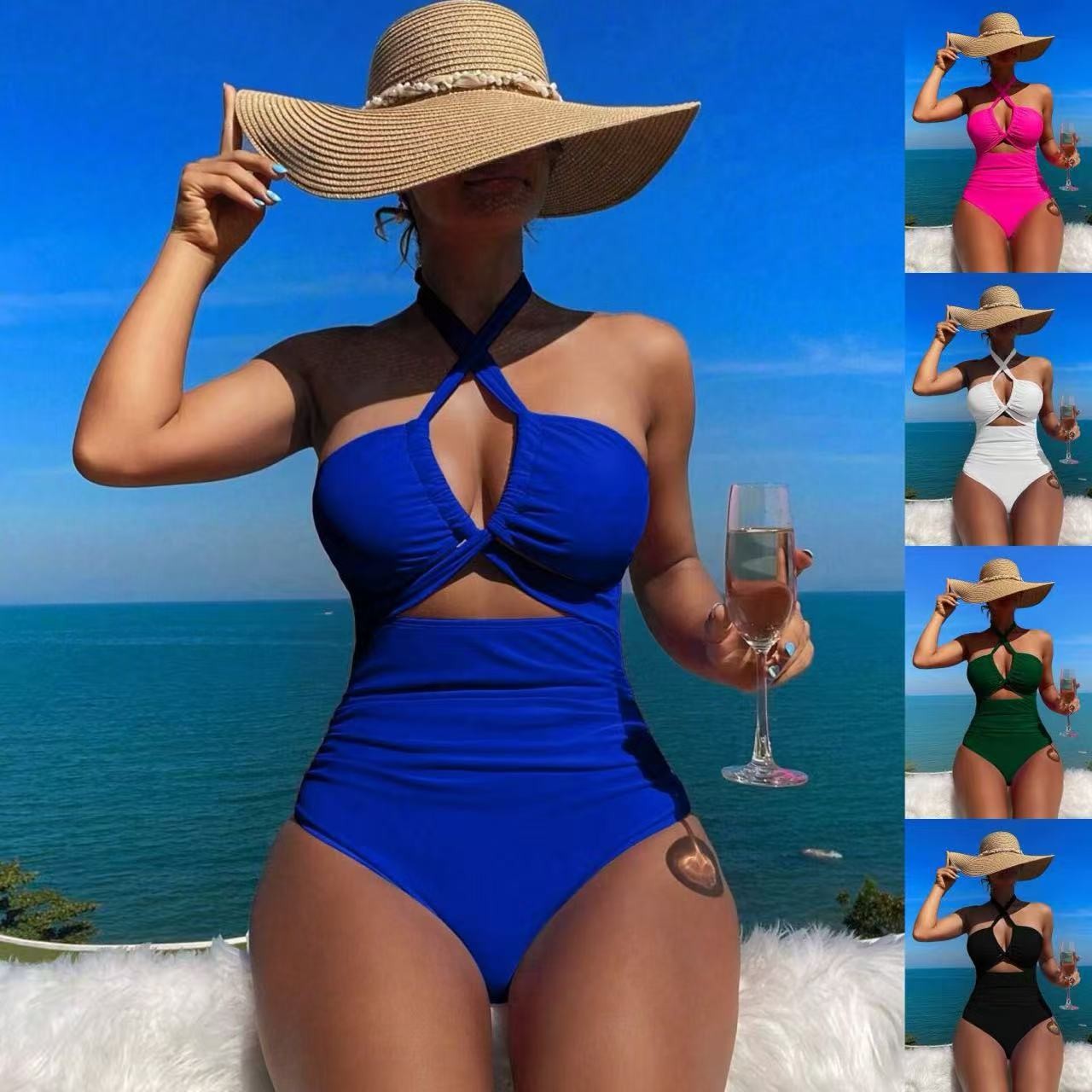 Women Swimsuit Halter Neck Sol - Swimsuit Bikini Ruched 리뷰 및 가격