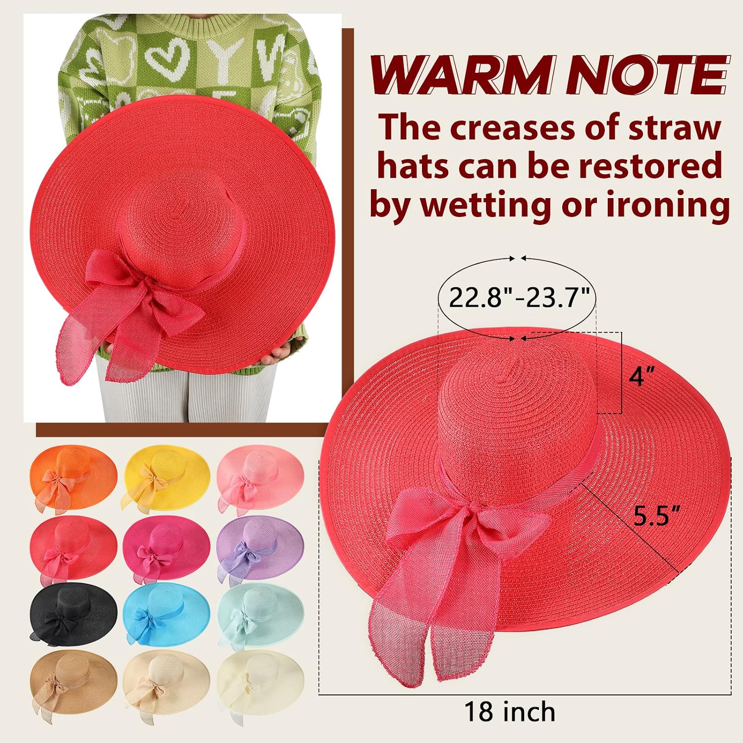 12 PCS Women's Wide Brim Straw - Hat Floppy Wide 리뷰 및 가격