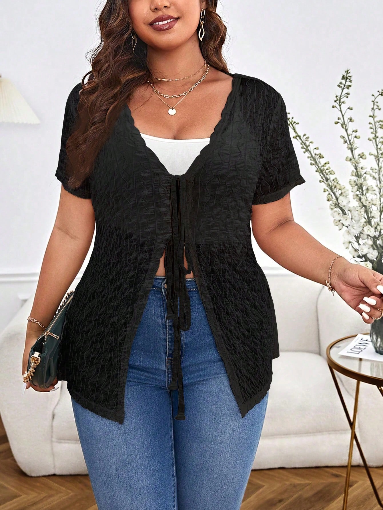Spring Summer Plus Size Women  - Kimono Sheer Floral 리뷰 및 가격