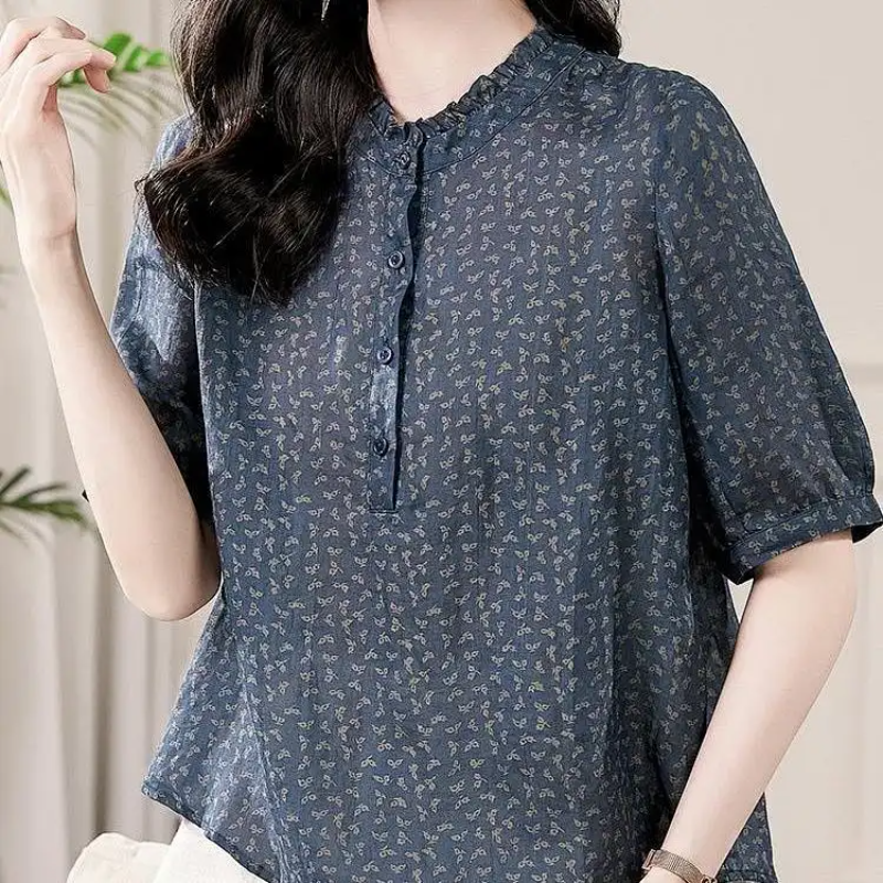 Five Sleeve All Match Retro Sh - Romper Floral Print 리뷰 및 가격