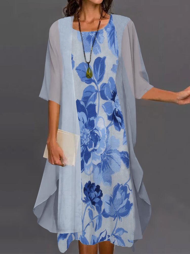 Summer Elegant Dress Two-piece - Romper Floral Print 리뷰 및 가격