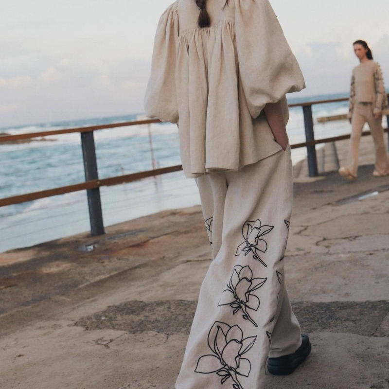 Elegant Women Linen Boho Two P - Linen Pant Wide 리뷰 및 가격
