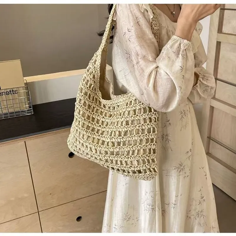 Hollow Woven Straw Tote Bag On - Tote Bag Beach 리뷰 및 가격