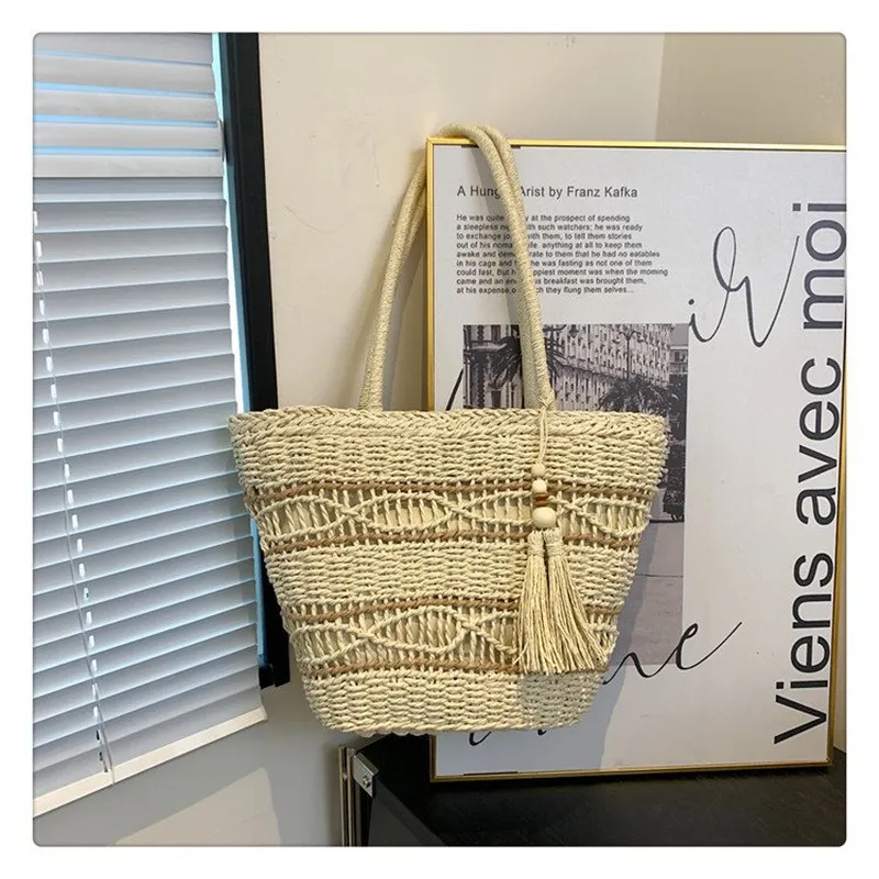Hollow Woven Straw Shoulder Ba - Tote Bag Beach 리뷰 및 가격