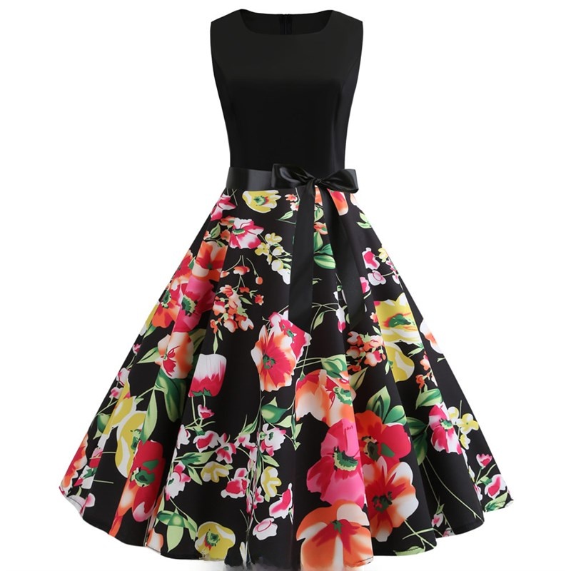Retro Floral Print Maxi Dress  - Midi Skirt Floral 리뷰 및 가격