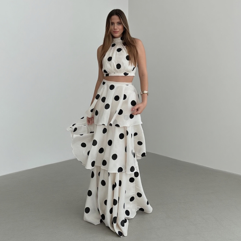 Vintage Polka Dot Matching Set - Crop Top Crochet 리뷰 및 가격