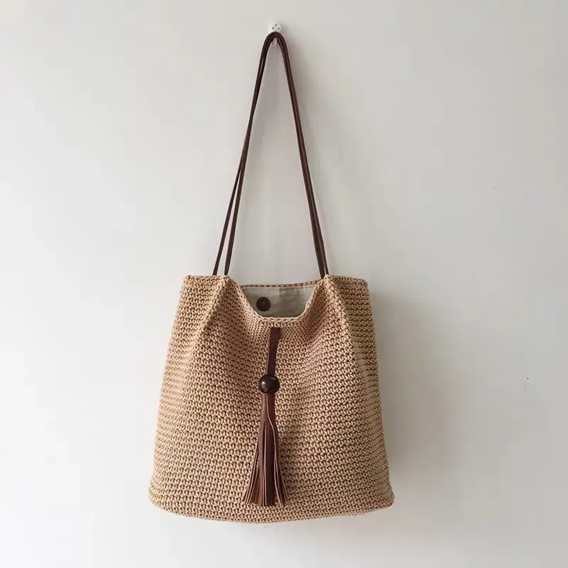 Tassel straw woven tote bag ha - Tote Bag Beach 리뷰 및 가격