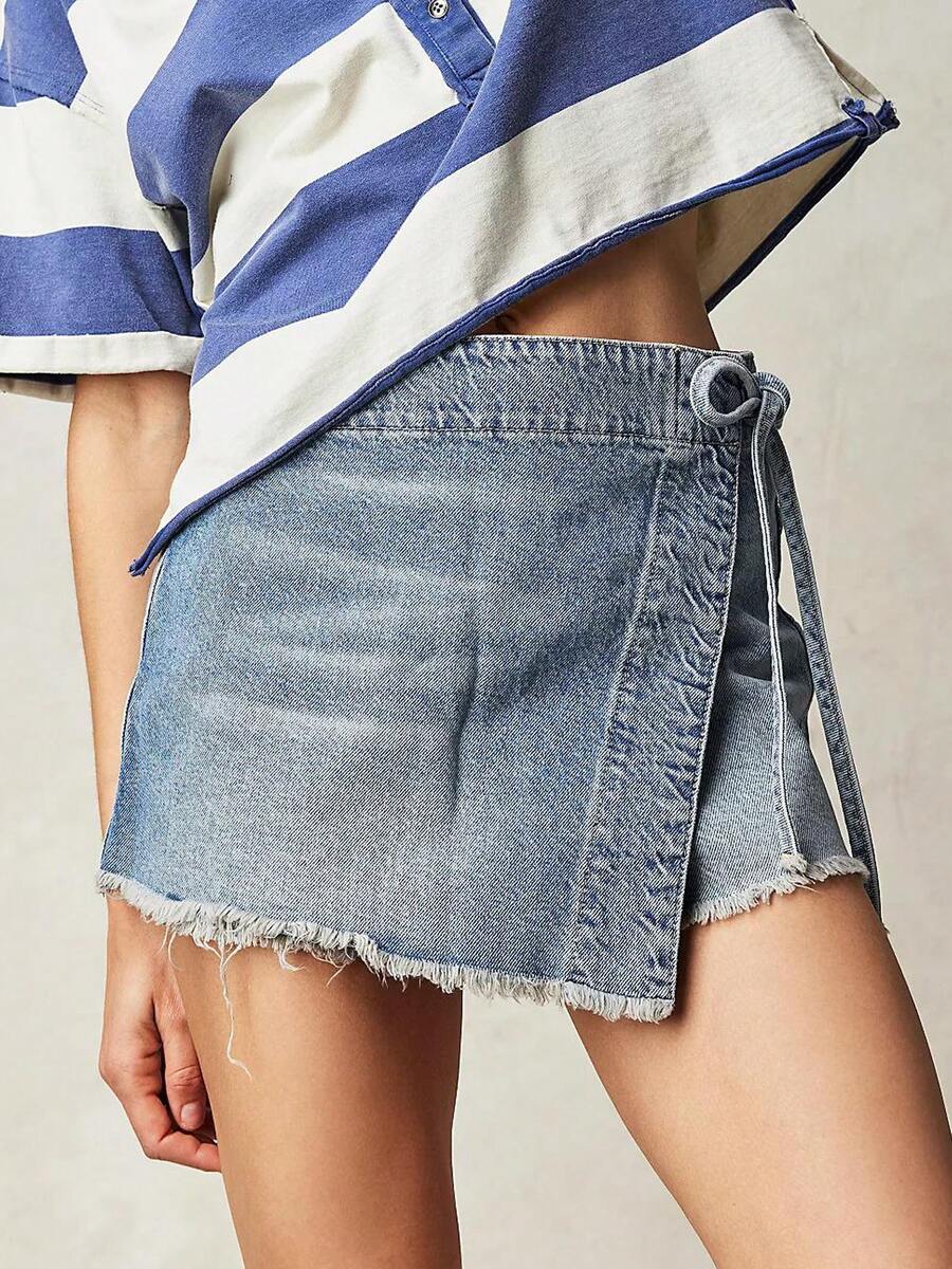Women Denim Mini Skirt High Wa - Shorts Denim Frayed 리뷰 및 가격