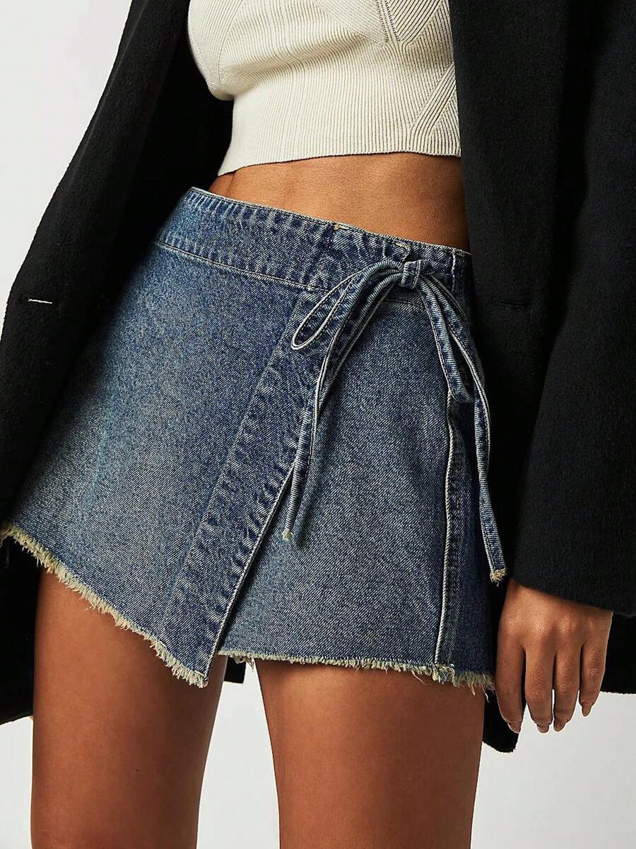Women Denim Mini Skirt High Wa - Shorts Denim Frayed 리뷰 및 가격