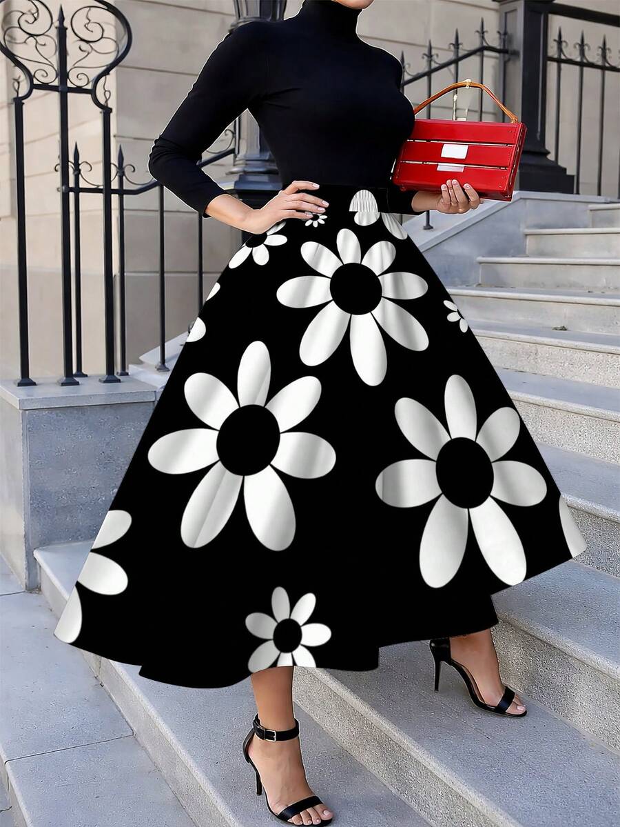 Oversized Womens Daisy Print M - Midi Skirt Floral 리뷰 및 가격