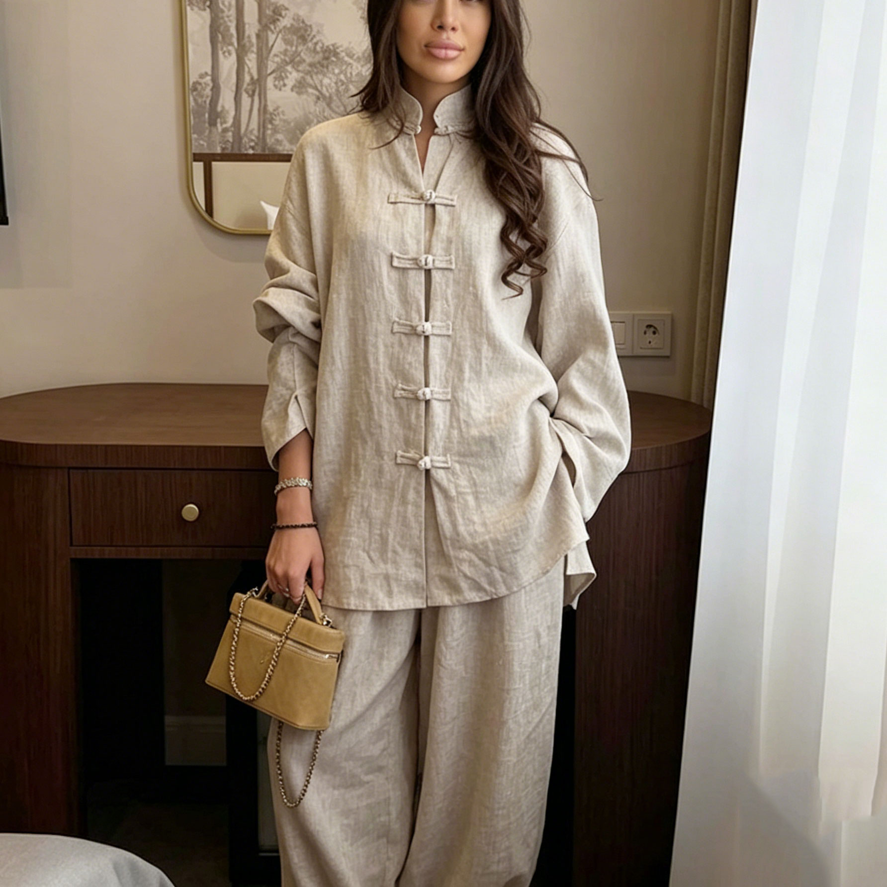 New Vintage Chinese Style Co O - Linen Pant Wide 리뷰 및 가격