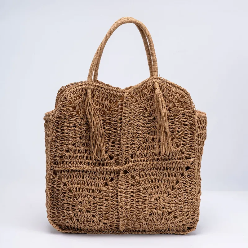 Straw Handwoven Tote Bag with  - Tote Bag Beach 리뷰 및 가격