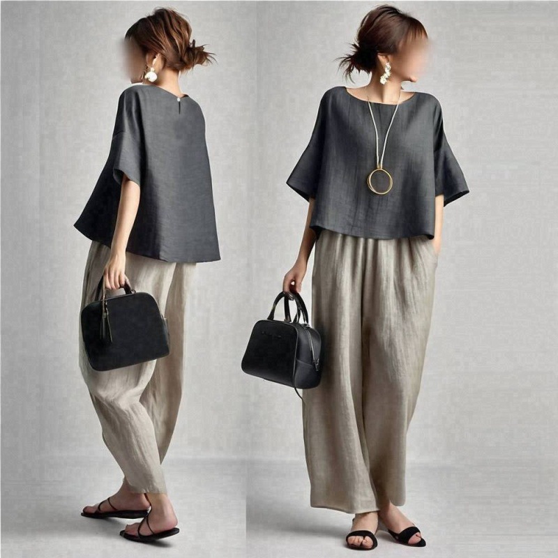 Two Pieces Women Pant Sets Sol - Linen Pant Wide 리뷰 및 가격