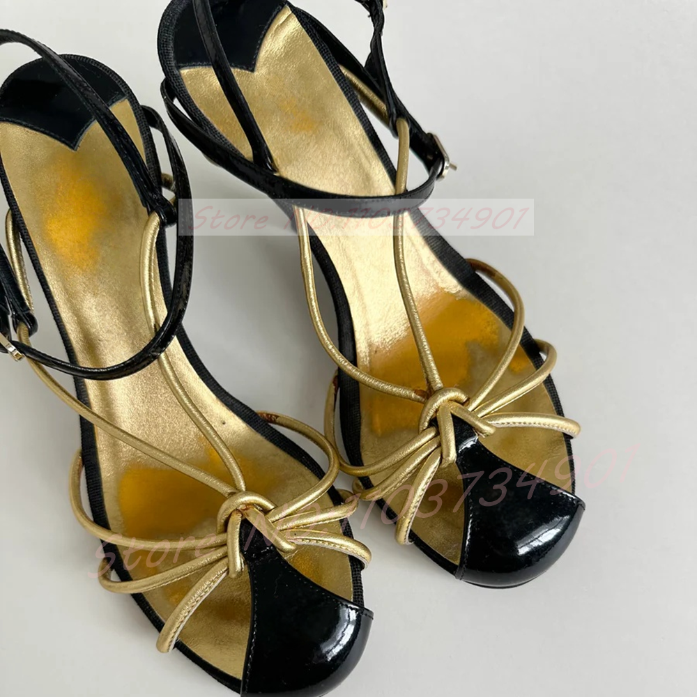 Gold Caged Strappy Knot Sandal - Sandal Strappy Heeled 리뷰 및 가격
