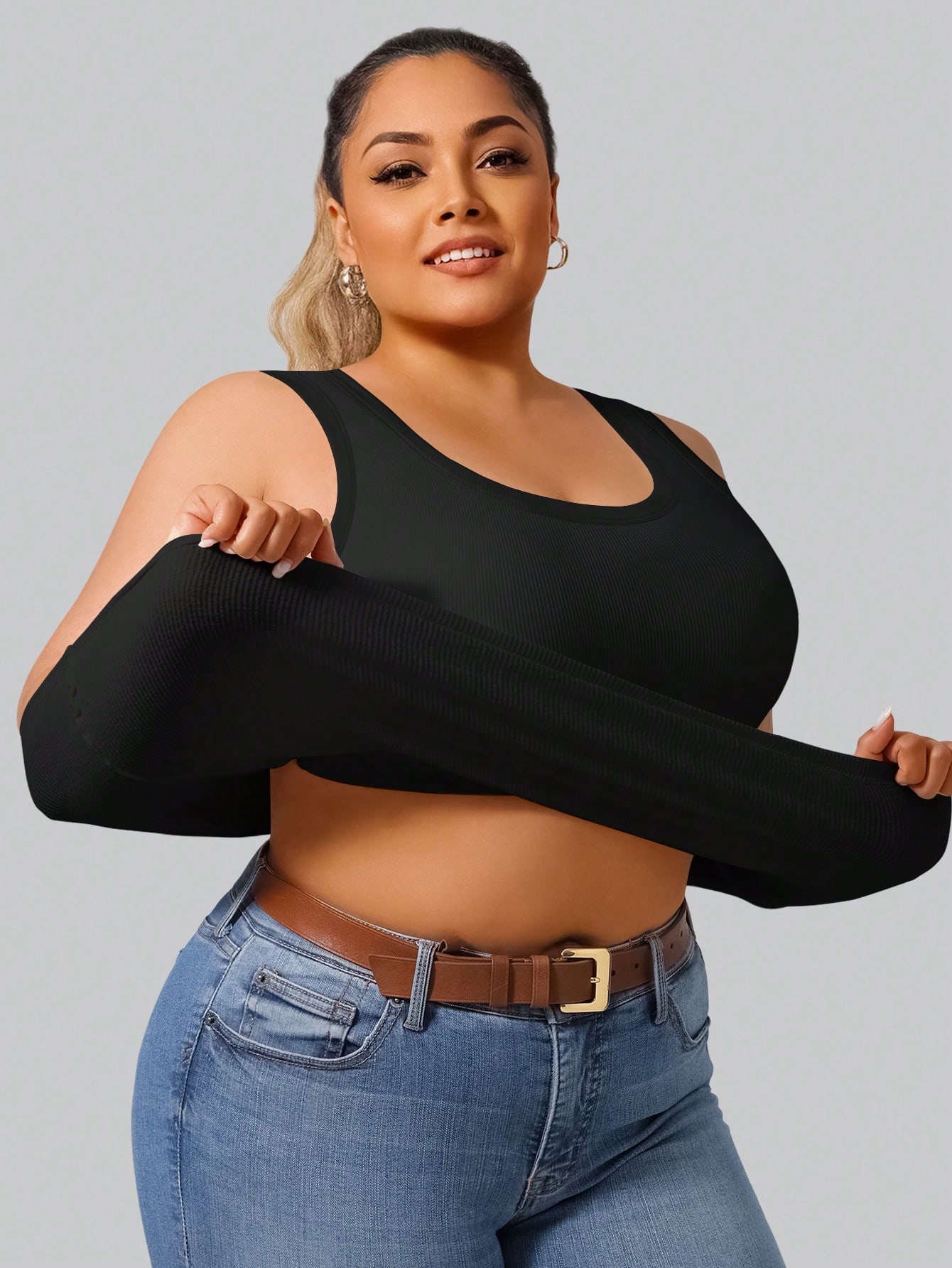 Plus Size Women's High Stretch - Crop Top Crochet 리뷰 및 가격